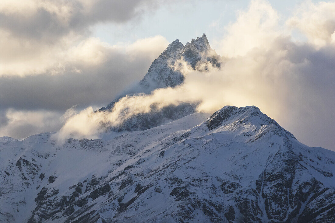 Snow Capped Peaks Of The Greater Caucasus Mountain Range, As Seen From Tetnuldi; Samegrelo-Zemo Svaneti, Georgia