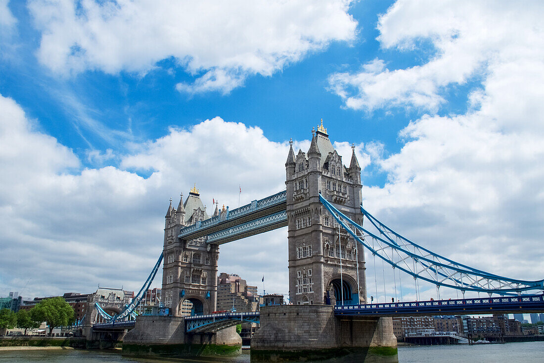 Tower Bridge Over River Thames; London, England