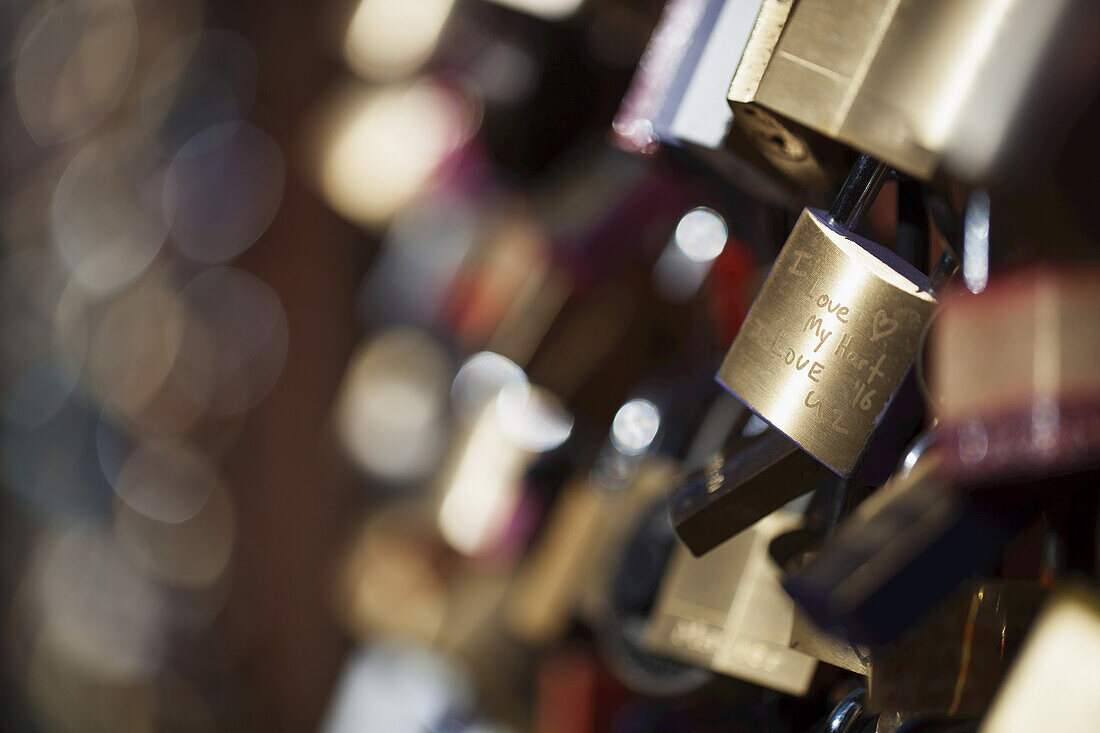 Close Up Of Love Locks; Toronto, Ontario, Canada