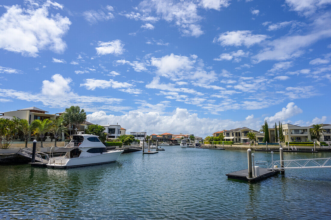 Harbour of Sovereign Islands, an affluent gated community within the suburb of Paradise Point on the Gold Coast; Queensland, Australia