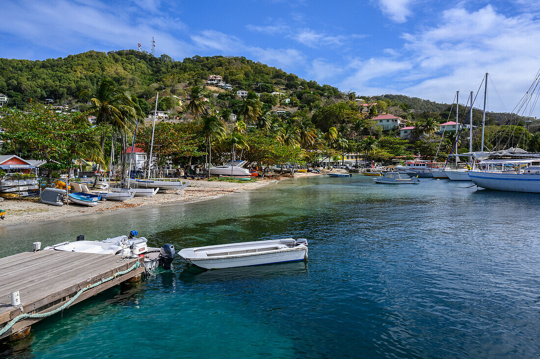 Boats moored in the harbour of Port Elizabeth; Port Elizabeth, Bequia, Saint Vincent and the Grenadines