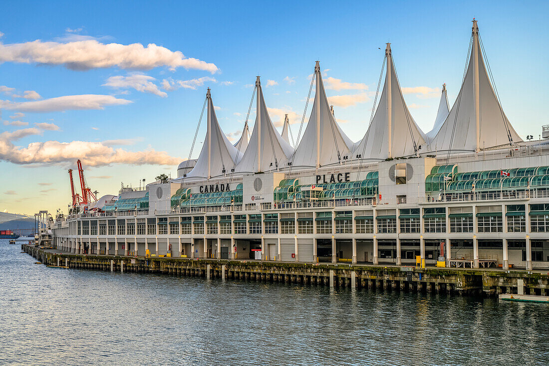 Canada Place, the cruise ship terminal in Burrard Inlet; Vancouver, BC, Canada
