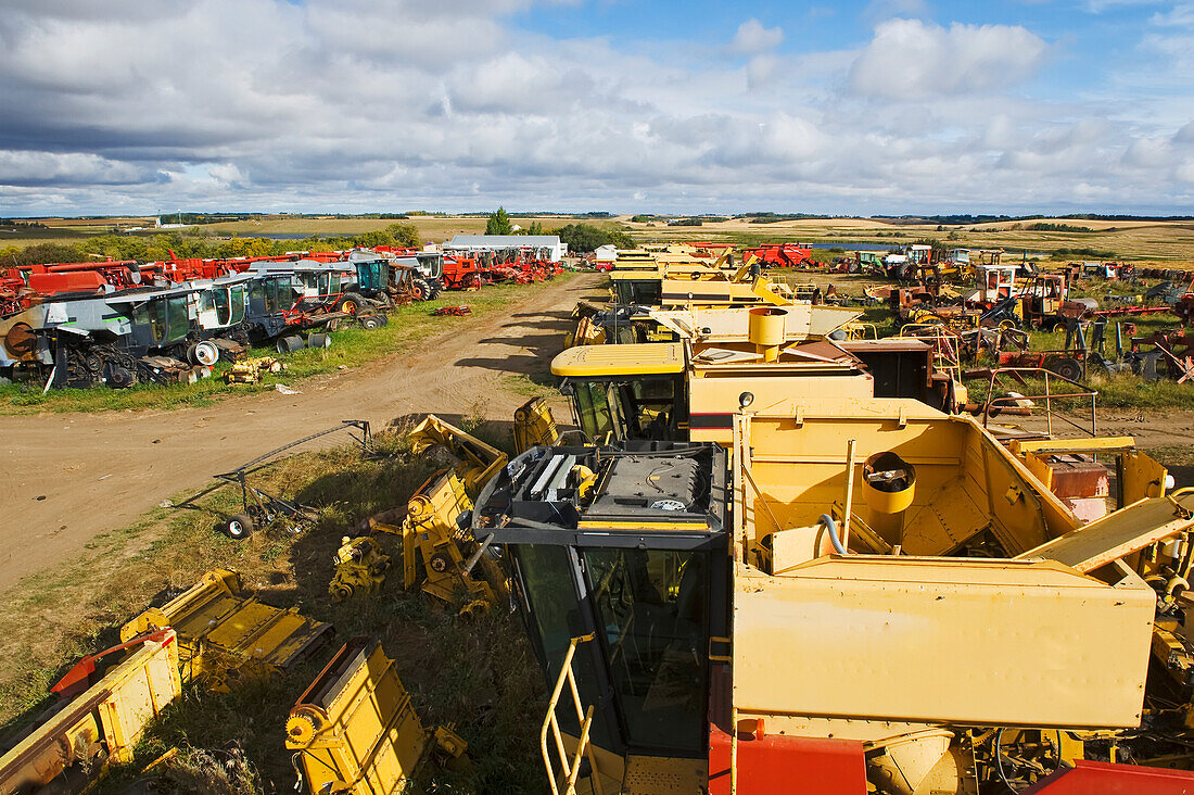 Old combines for used parts near Cudmore; Saskatchewan, Canada