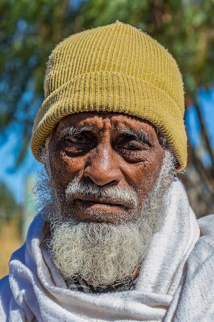 Porträt eines älteren äthiopischen Mannes; Axum, Tigray-Region, Äthiopien