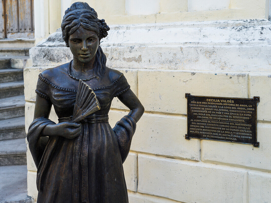 Statue of Cecilia Valdes, a character based on the book by the same name; Havana, Cuba
