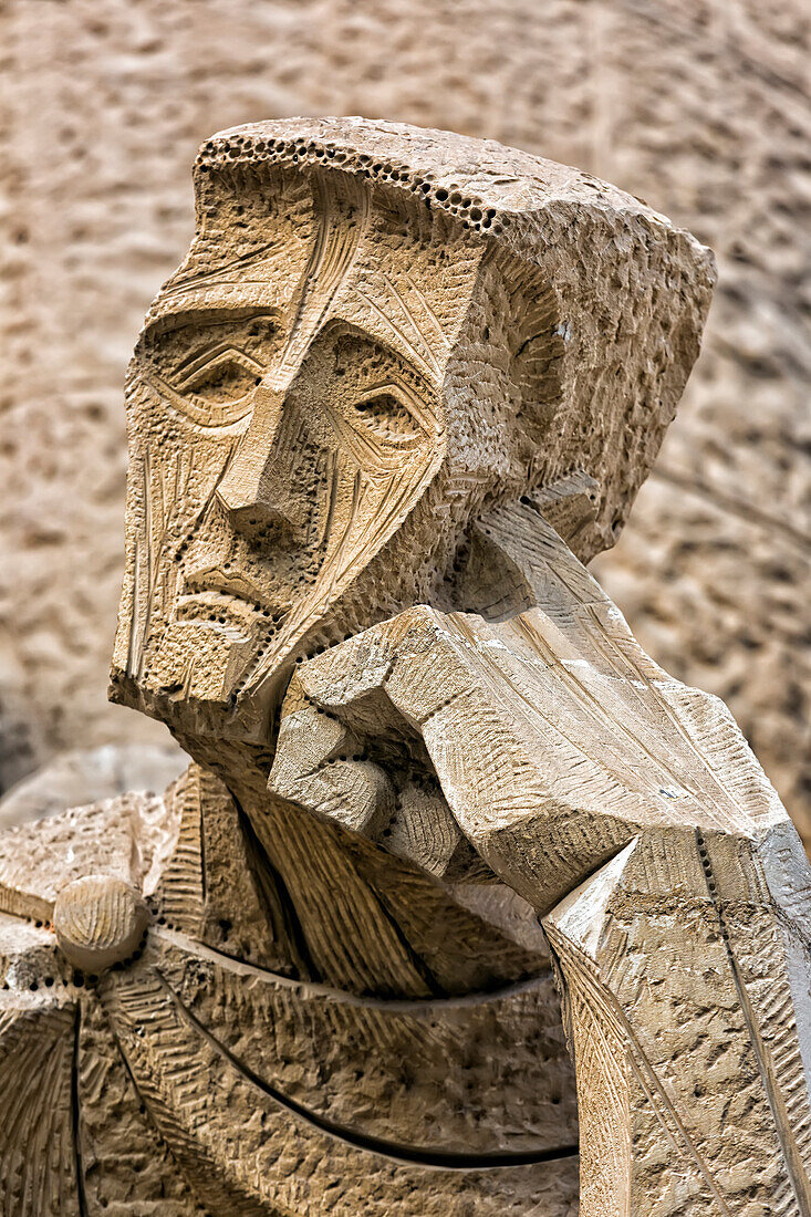 Skulptur des menschlichen Abbilds, Sagrada Familia; Barcelona, Spanien