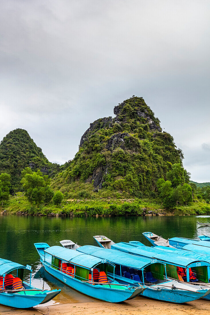 Boats to Phong Nha Cave, Phong Nha-Ke Bang National Park; Phong Nha, Quang Binh Province, Vietnam