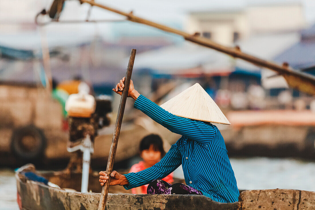 Cai Rang Floating Market in the Hau River, Mekong Delta; Can Tho, Vietnam