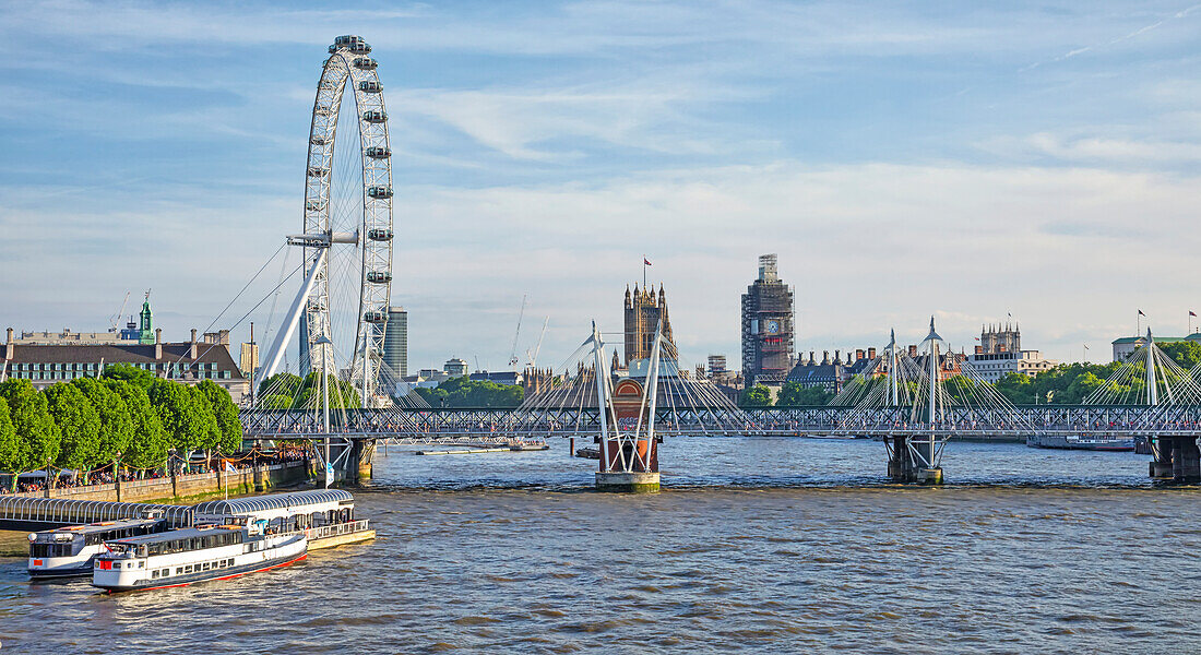 London Eye and Albert Bridge; London, England