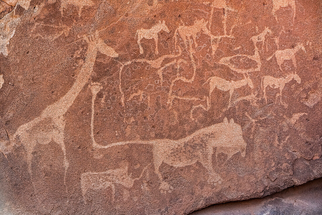 Twyfelfontein, eine antike Felsgravurstätte im Damaraland; Kunene-Region, Namibia