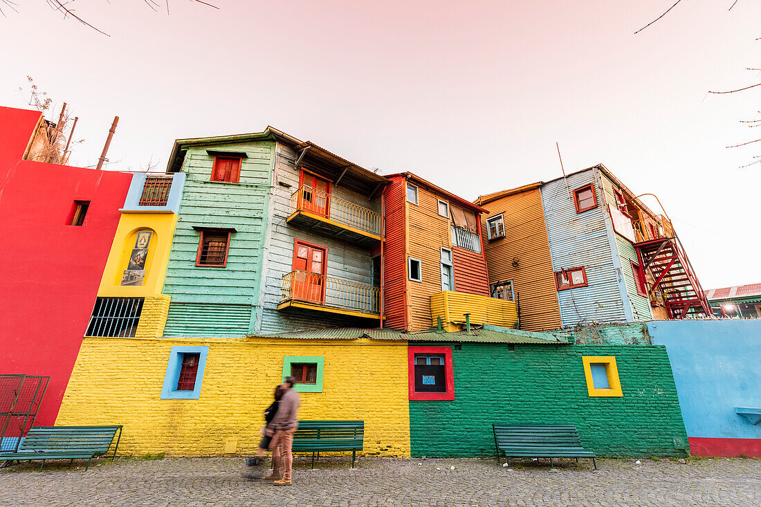 Caminito, colourful residential buildings; Buenos Aires, Argentina