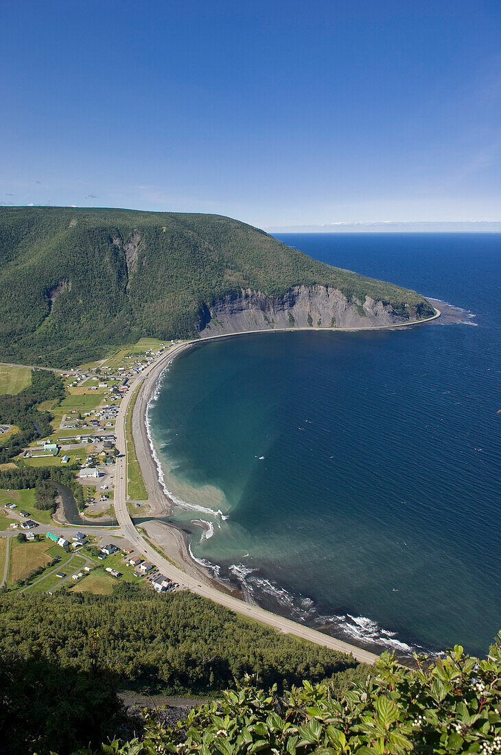 Overview of Gaspe from Mont Saint Pierre, Quebec, Canada