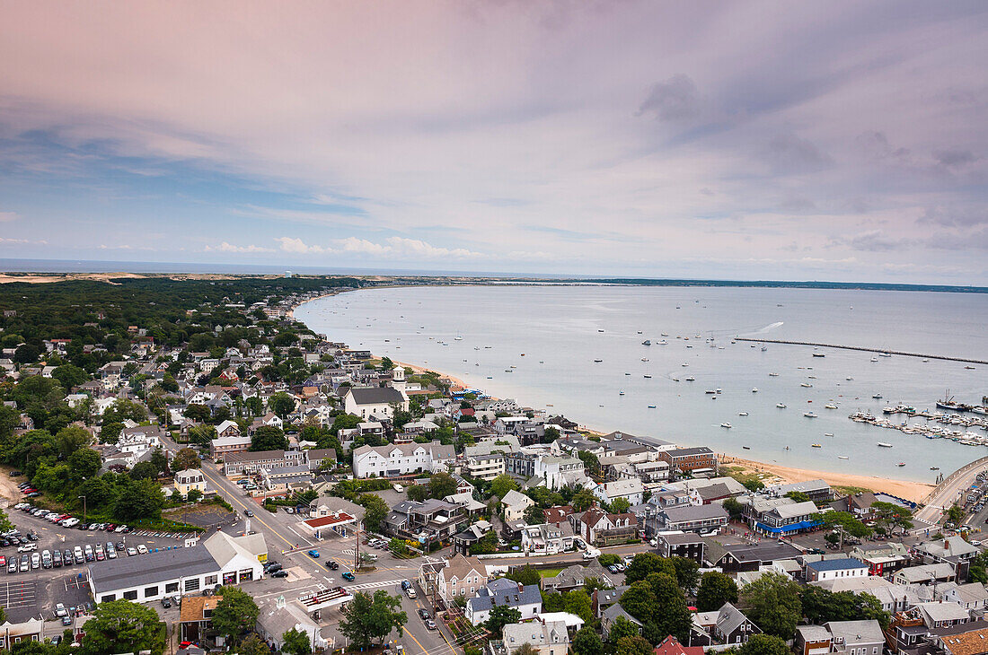Overview of Town and Harbour, Provincetown, Cape Cod, Massachusetts, USA