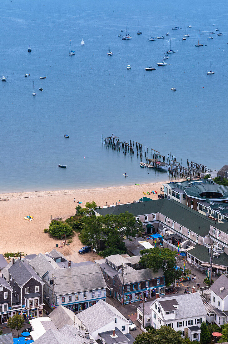 Overview of Houses and Harbour, Provincetown, Cape Cod, Massachusetts, USA