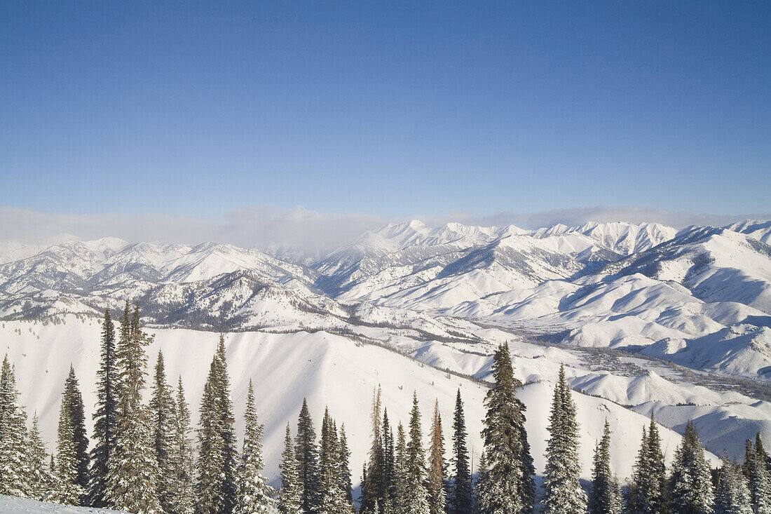 Sawtooth Range View From Mount Baldy, Sun Valley Resort, Idaho, USA