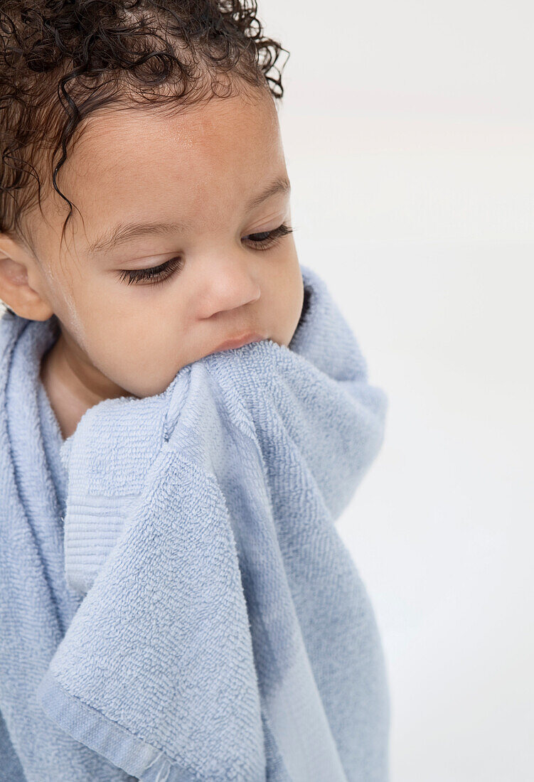 Boy Wrapped in Towel after Bath
