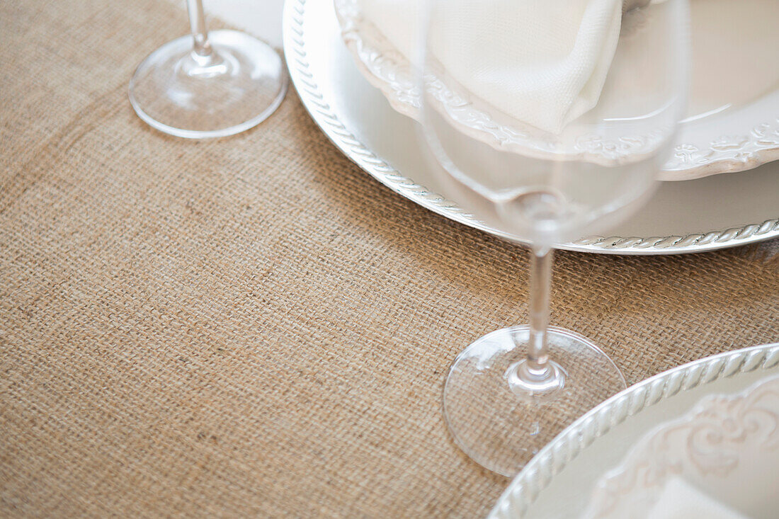 Close up of simple and elegant place setting