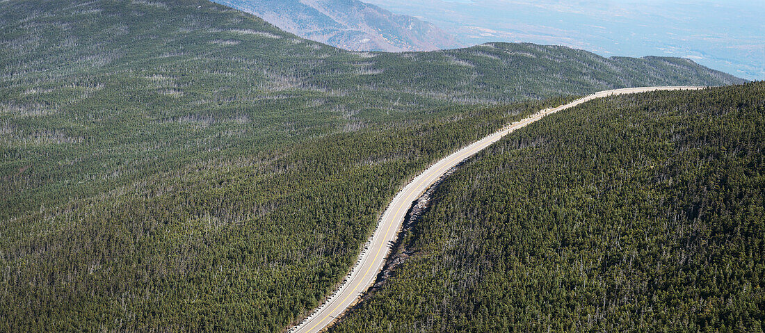 Aerial View of Access Road, Whiteface Mountain, New York State, USA