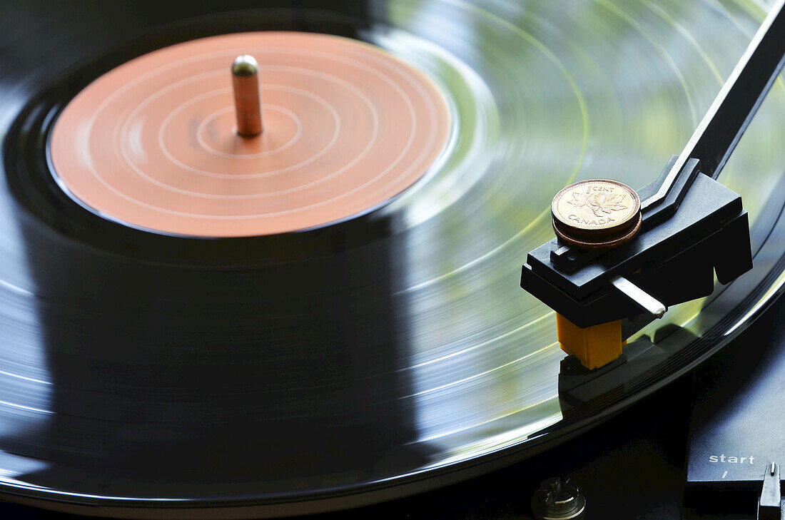 Close-up of Record on Turntable