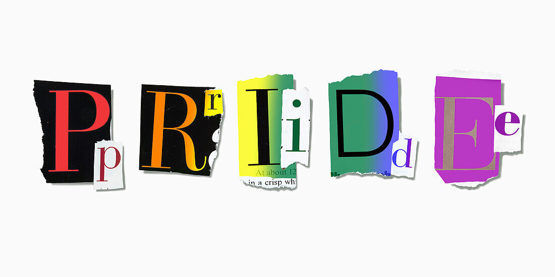 Pride Spelled Out Using Letters Cut Out of Magazine