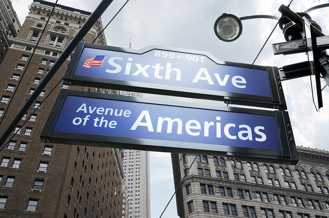 Intersection of 6th Avenue and 39th Street, New York City, New York, USA