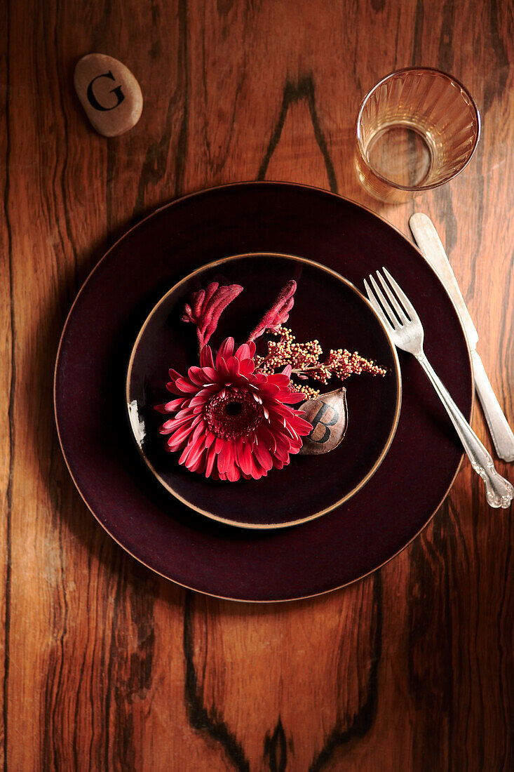 Place Setting on Wooden Table