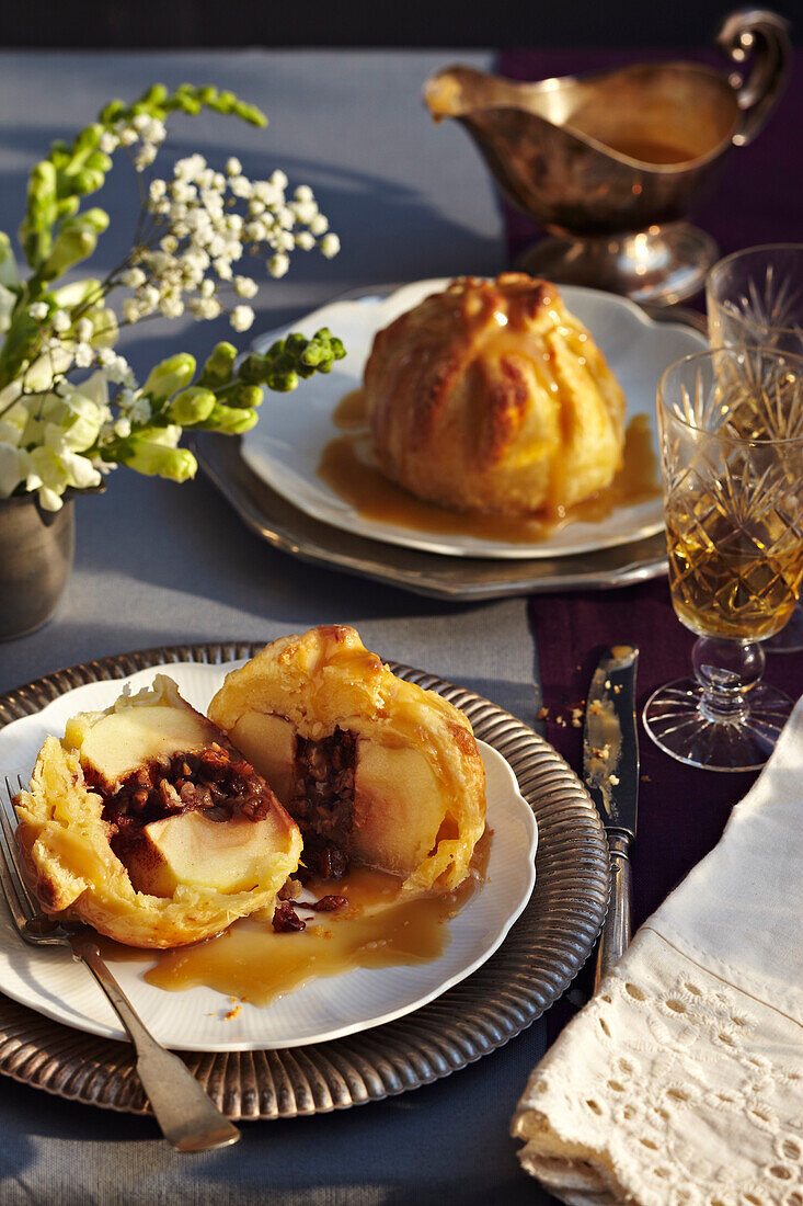 Apple Pie Dumplings with caramel sauce