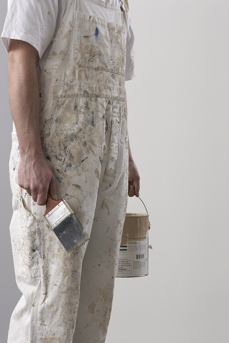 Painter with Paint Brush and Paint Can