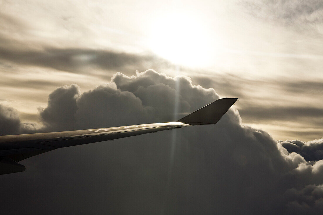 Wing of Airplane in Sky