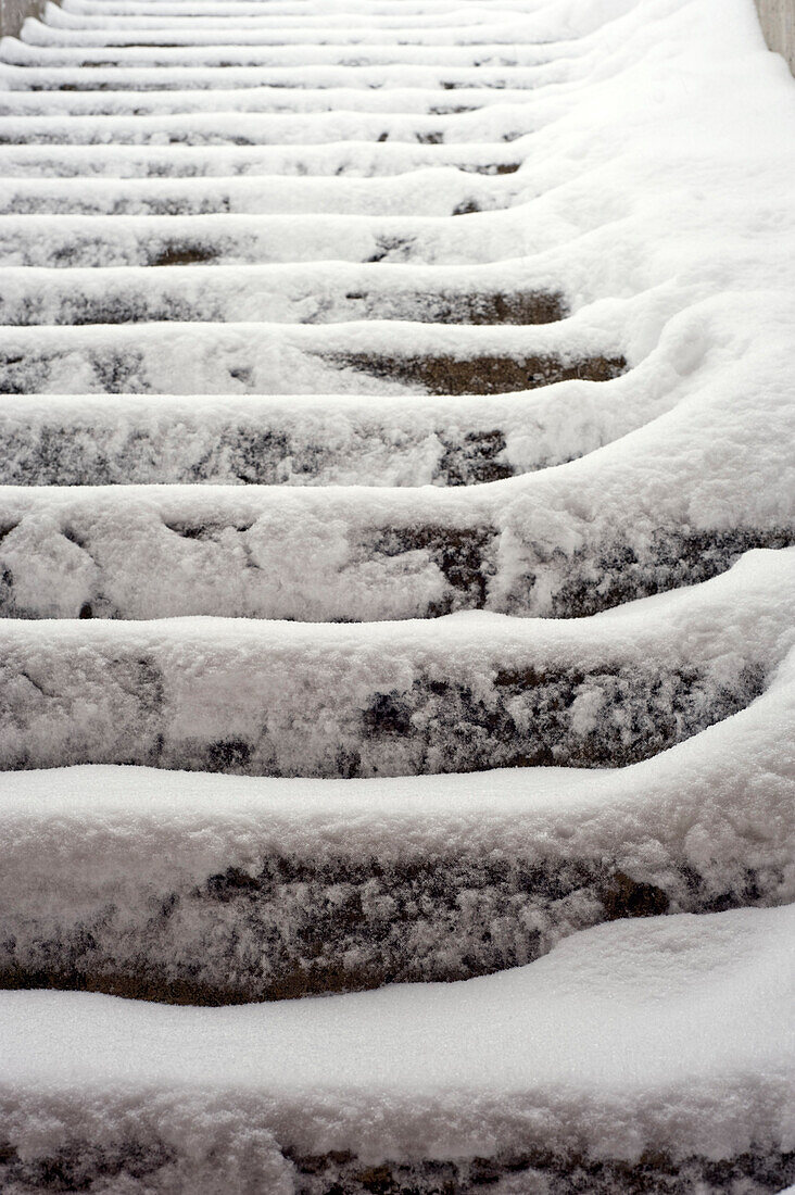 Close up of Snow Covered Stairs