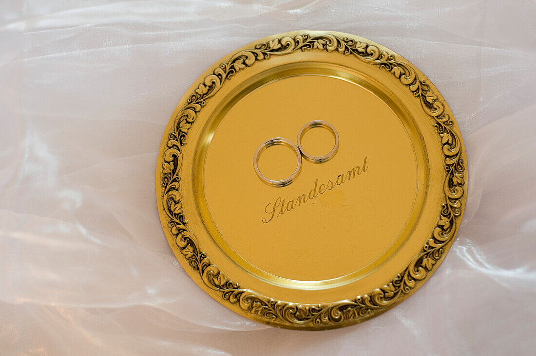 Gold Plate and Wedding Rings