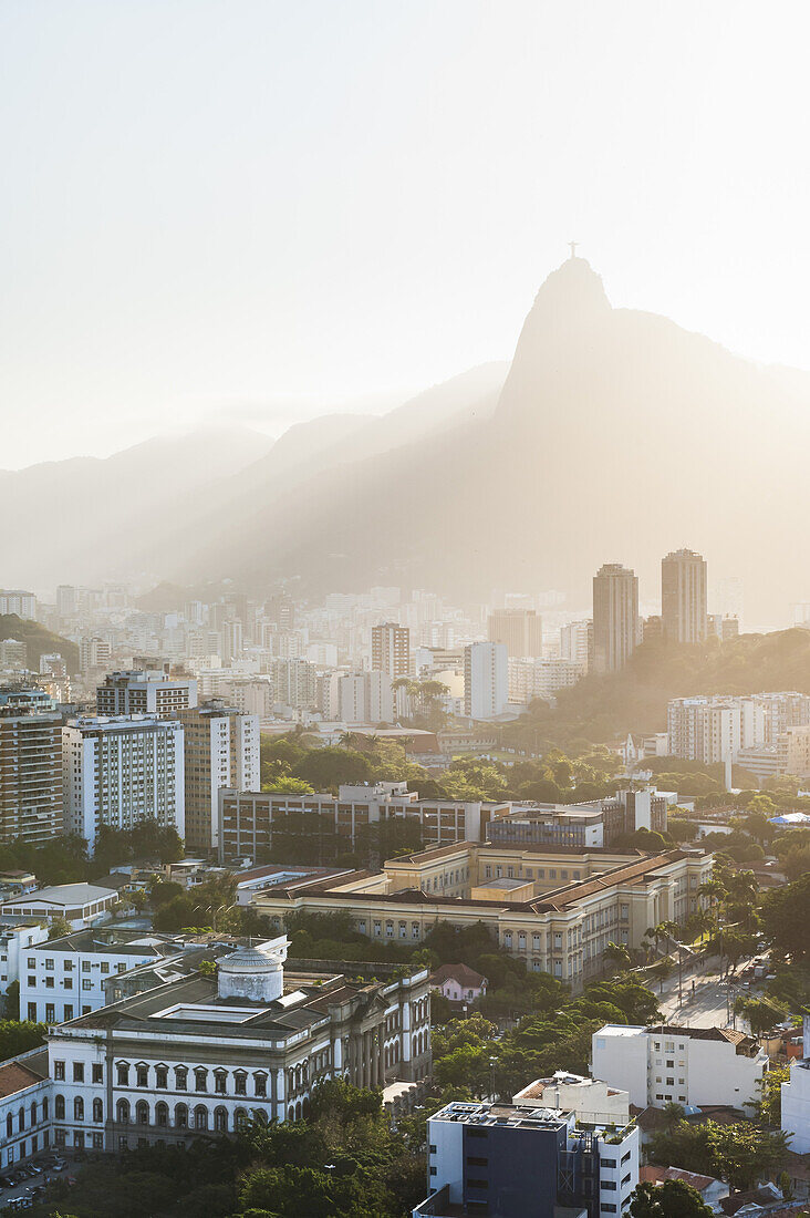 View of Botofogo with Corcovado Mountain in Background, Rio de Janeiro, Brazil