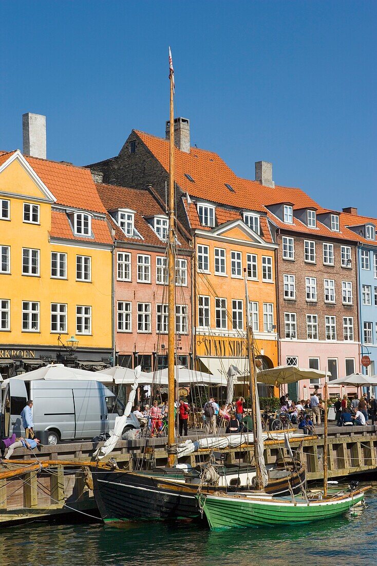 Nyhavn Canal, Copenhagen, Denmark; Boats In Canal