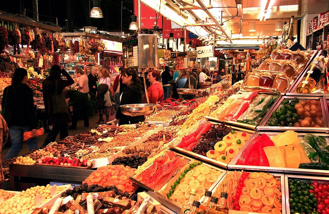 Barcelona, Catalonia, Ireland; People Shopping In Market