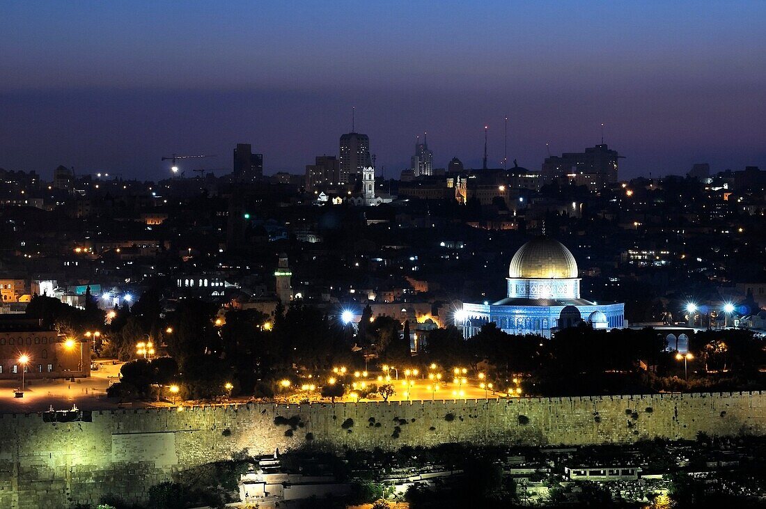 Jerusalem Illuminated At Night; Jerusalem, Israel