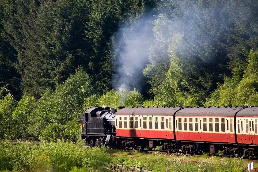 Train In Motion; Goathland, North Yorkshire, England, Uk