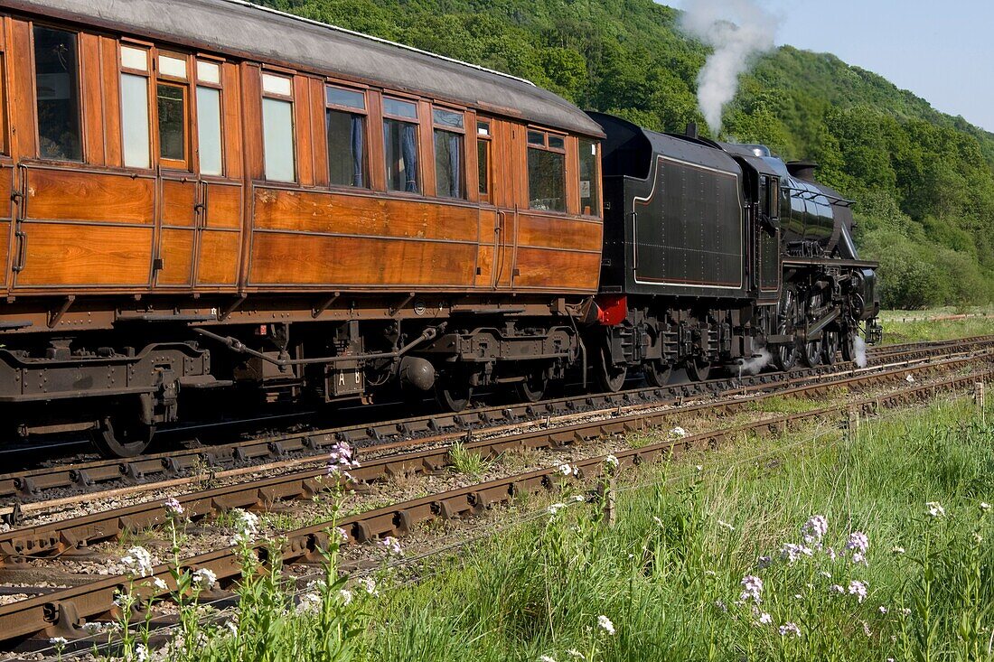 Train In Motion; Levisham, North Yorkshire, England, Uk