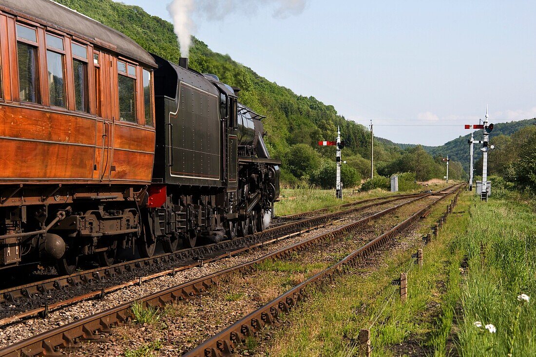 Train In Motion; Levisham, North Yorkshire, England, Uk