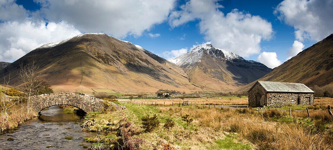 Scenic Mountain Landscape; Lake District, Cumbria, England, Uk