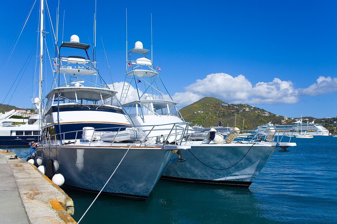 Sport Fishing Boats In Harbor; Charlotte Amalie, St. Thomas Island, U.S. Virgin Islands