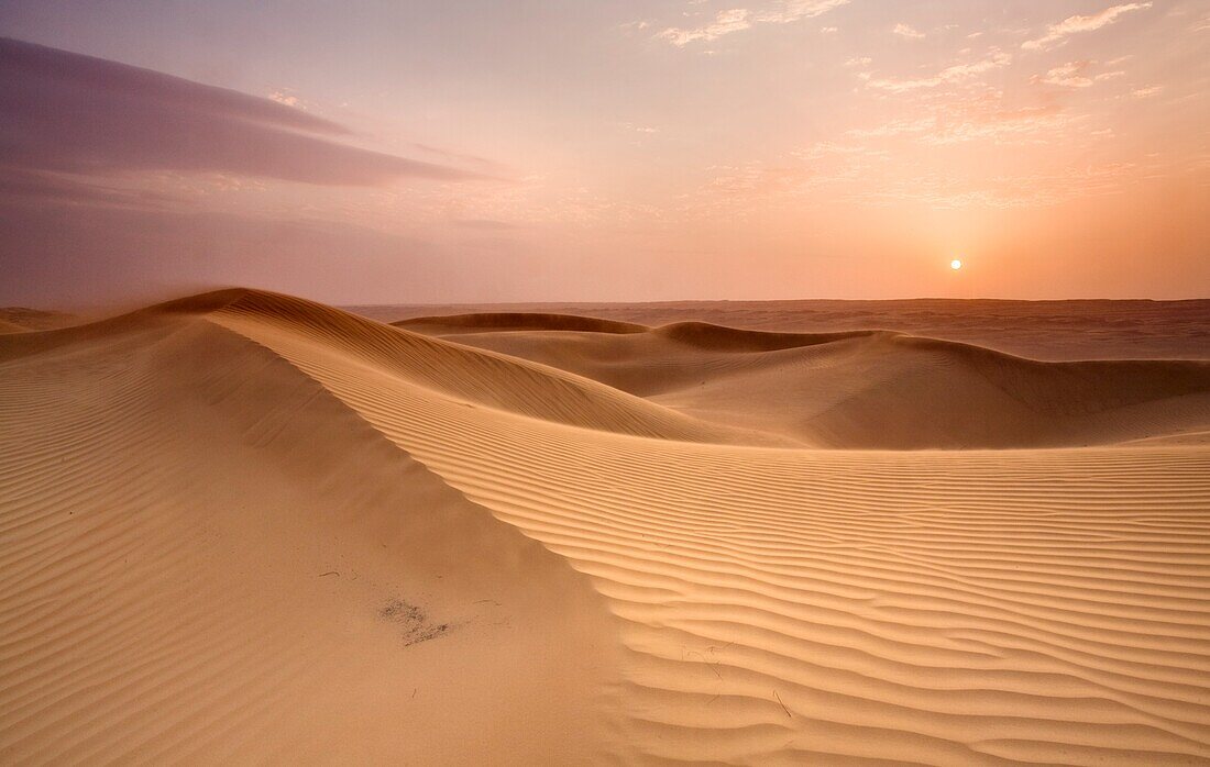 Wahiba Sands bei Sonnenuntergang; Wahiba, Oman