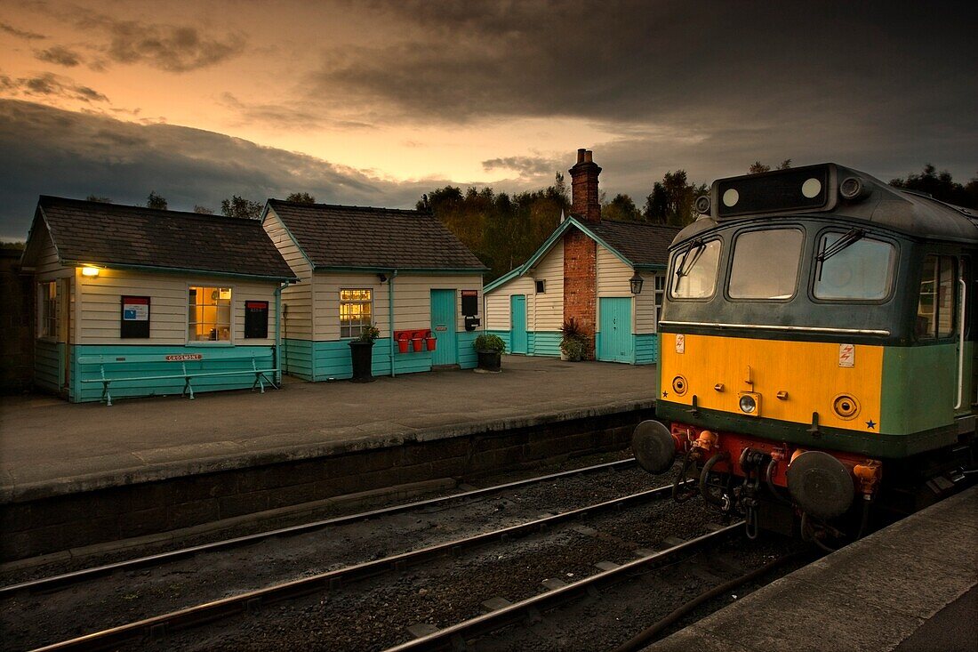 Grosmont Train Station At Dusk; North Yorkshire, England, Uk