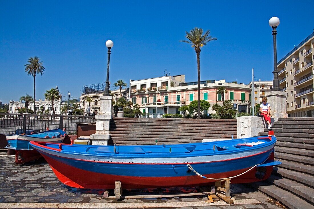 Fishing Boats On Piazzale Batteria Masotto; Messina, Sicily, Italy