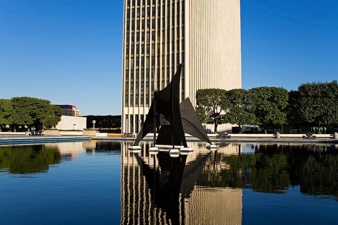 Sculpture On Pond Outside Corning Tower In Empire State Plaza, Part Of State Capitol Complex; Albany, New York, Usa