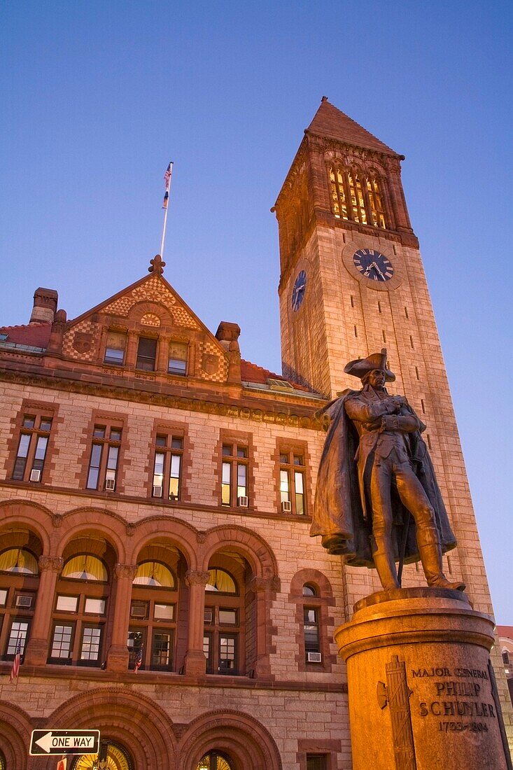 Statue Of Major General Philip Schuyler Outside Albany City Hall; Albany, New York, Usa