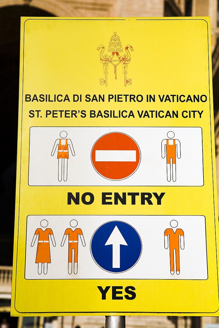 Information Sign At The Saint Peter's Basilica; Vatican City, Rome, Italy