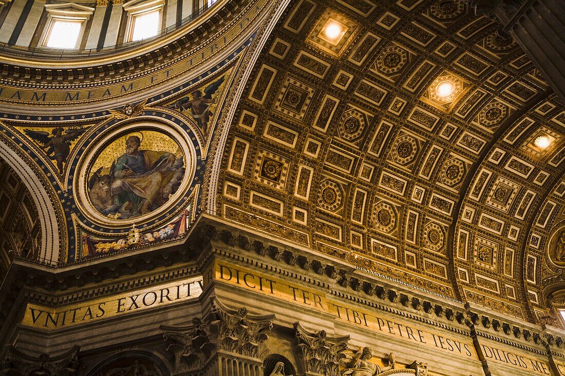 Close-Up From Ceiling In Saint Peter's Basilica; Vatican City, Rome, Italy