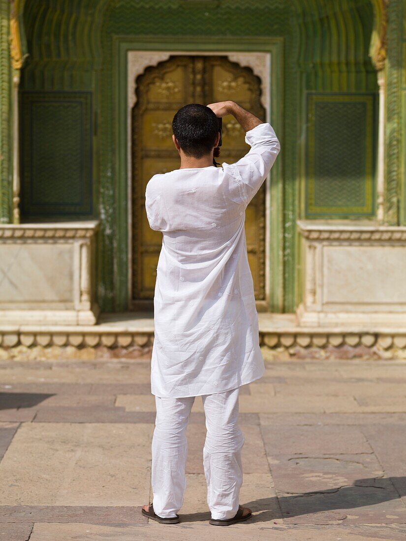 Person Photographing Building; Jaipur, India