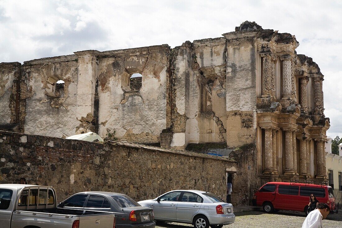 Old Ruin And Car Park; Antigua, Guatemala