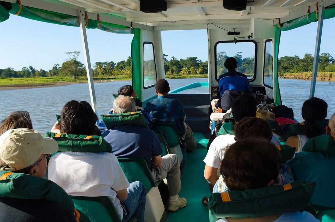 Tourists On A River Boat Cruise; Tortuguaro, Limon, Costa Rica